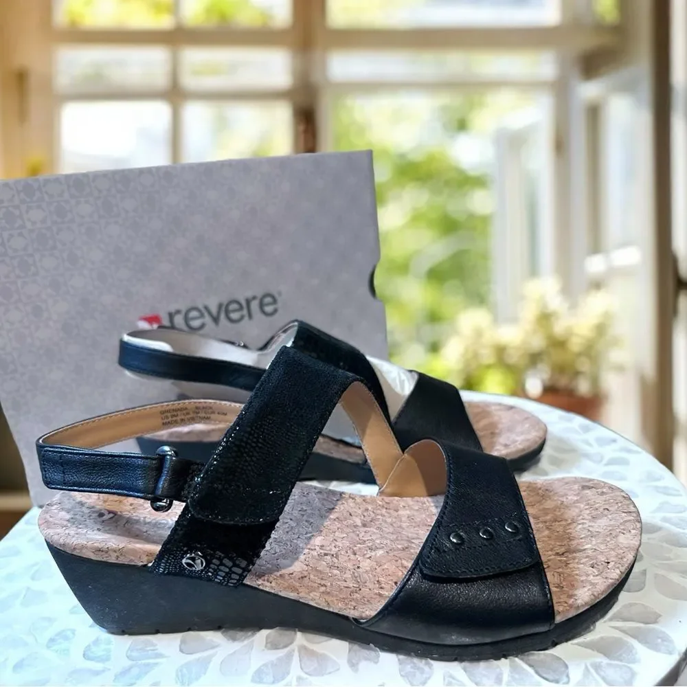 NEW REVERE GRENADA ORTHOTIC 3 Point Adjustable STRAP Supportive Wedge Sz 9 EU 40